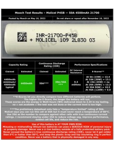 Bateria Molicel 21700 P45B 4500 mah 45A 2